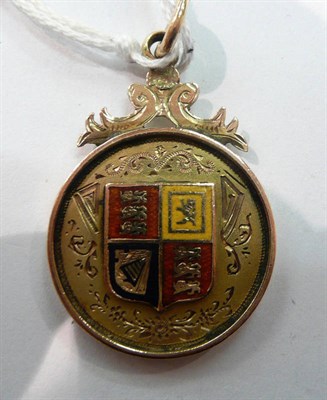 Lot 382 - 9ct gold and enamel medal