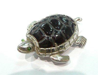 Lot 384 - A plated 'turtle' vesta case