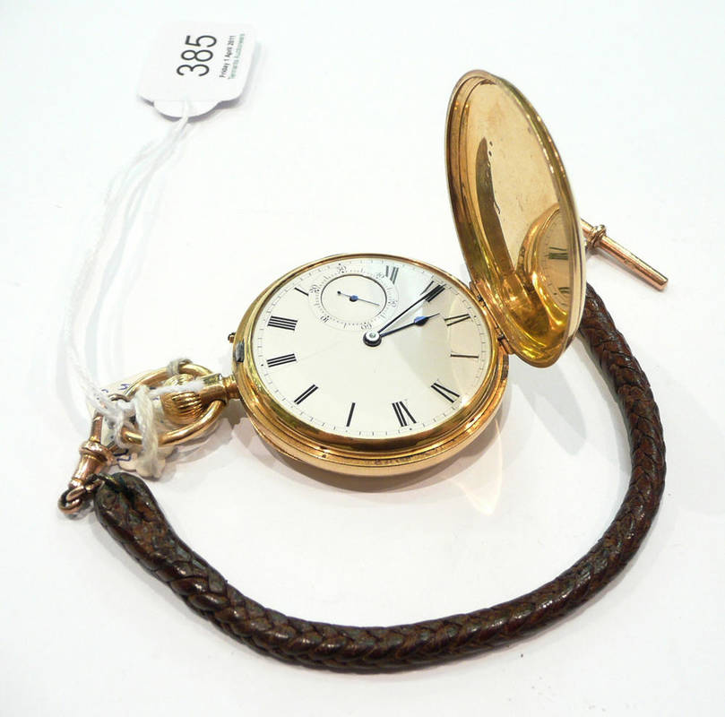 Lot 385 - An 18ct gold hunter cased pocket watch