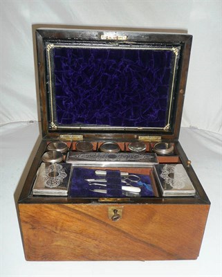 Lot 394 - Victorian walnut travelling box with fitted interior