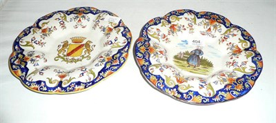 Lot 404 - A pair of Quimper tin-glazed lobed dishes