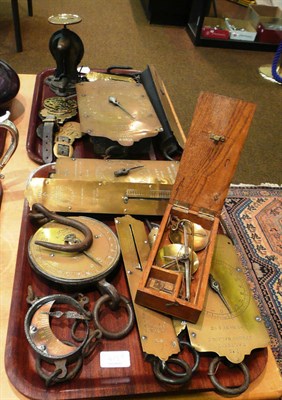 Lot 419 - A collection of brass faced spring balances including Salters, Hughes, etc, a cased apothecary...