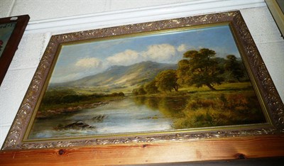 Lot 479 - C Leader, oil on canvas, landscape with mountain