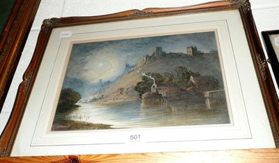 Lot 501 - Watercolour of a river scene after Henry Gastineau