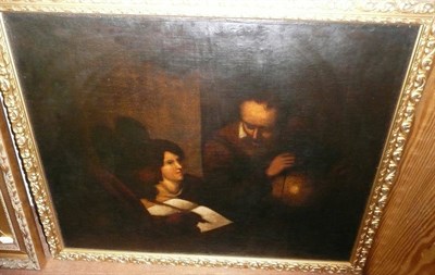 Lot 508 - An 18th century oil, 'The Scribe' in a modern frame