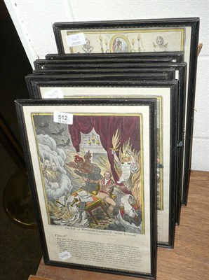 Lot 512 - A set of eight Gilray framed prints of the life of William Cobbett 1809