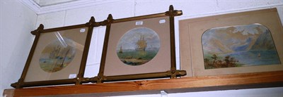 Lot 517 - Three unframed W Settle pastels of lake scenes and a pair of framed W Settle pictures (5)