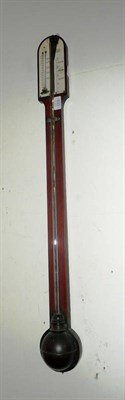 Lot 533 - A 19th century mahogany stick barometer with exposed tube, signed Davis, Optician, Leeds