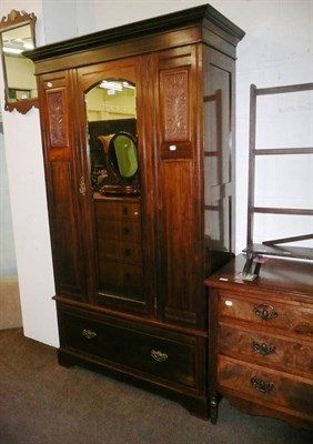 Lot 552 - A late Victorian single wardrobe, a dressing chest and a mahogany towel horse