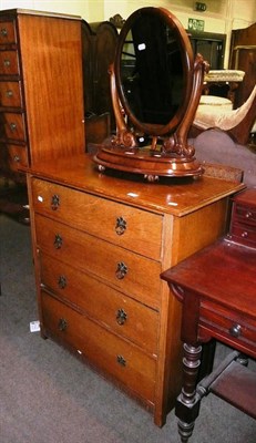 Lot 565 - A Victorian toilet mirror and an oak four height chest