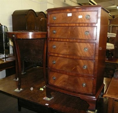 Lot 566 - A reproduction bow front mahogany chest and a demi lune side table