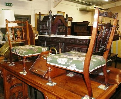 Lot 589 - A pair of Edwardian inlaid nursing chairs