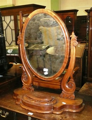 Lot 595 - A Victorian walnut toilet mirror