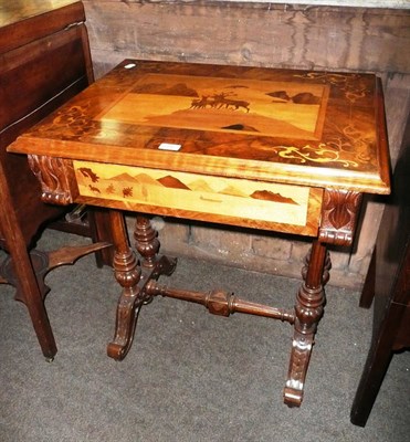 Lot 606 - Continental floral marquetry side table