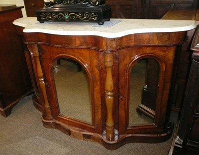 Lot 615 - Victorian walnut-veneered credenza with marble top