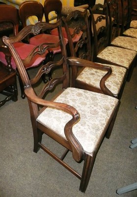 Lot 625 - A set of six Georgian style mahogany ladder back dining chairs (6+2)