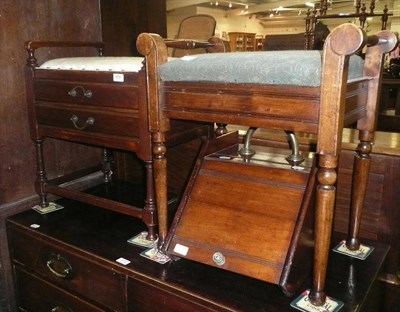 Lot 674 - Two piano stools and a coal box