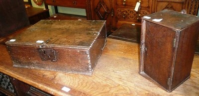 Lot 690 - An oak bible box and an oak microscope box