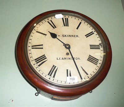 Lot 700 - A 19th century mahogany cased wall clock with fusee movement by P H Skinner of Leamington