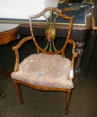 Lot 703 - An Edwardian painted satinwood armchair