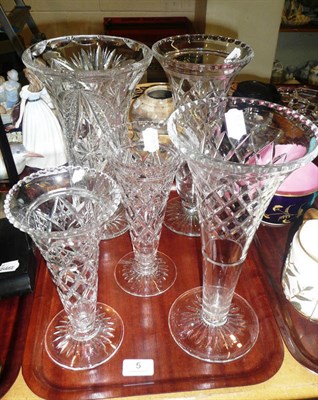 Lot 5 - Five assorted Edwardian cut-glass vases
