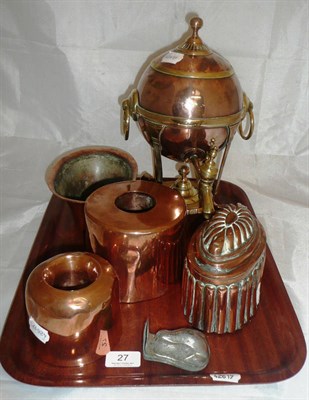 Lot 27 - Assorted copper molds and a tea urn