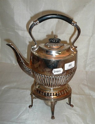 Lot 46 - Silver plated kettle on stand.
