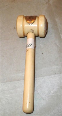 Lot 69 - An ivory gavel with silver shield-shaped mount