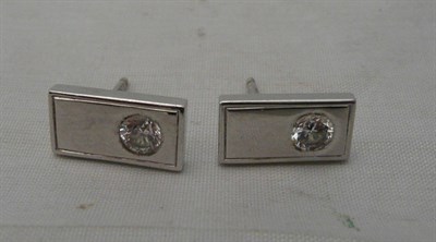 Lot 97 - A pair of diamond-set oblong earrings