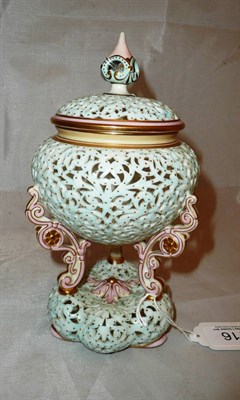 Lot 116 - Graingers Worcester pierced pot pourri vase and cover (knop restored)