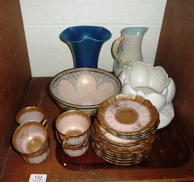 Lot 132 - Limoges tea set, Lancastrian vase, Clarice Cliff planter and a cauldron bowl