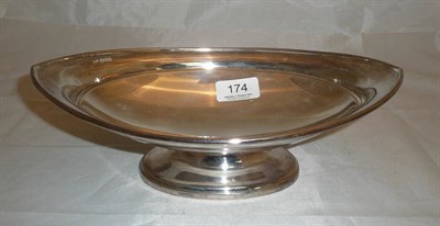 Lot 174 - Silver navette pedestal bowl by Atkin, 15oz