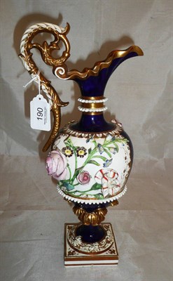 Lot 190 - Bloor Derby floral encrusted pedestal ewer