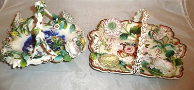 Lot 196 - Two 19th century flower encrusted baskets (a.f.)