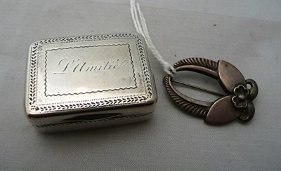 Lot 205 - Georgian silver vinaigrette inscribed 'l'amitie' and a Georg Jensen silver brooch numbered...