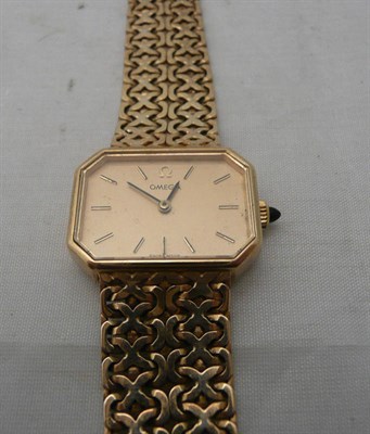 Lot 223 - A 9ct gold lady's wristwatch signed 'Omega'