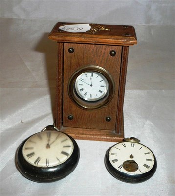 Lot 236 - Silver pair cased pocket watch, silver pocket watch and a small silver pocket watch in an oak watch