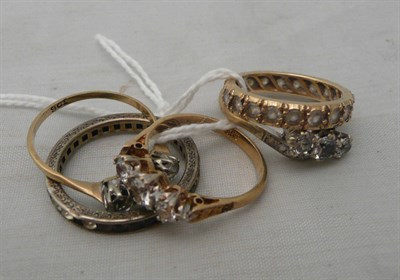 Lot 243 - Assorted dress rings set with synthetic white stones and paste (5)