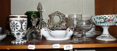 Lot 276 - Dresden pierced pedestal dish, decorative ceramics, glassware, Continental figural watch stand etc