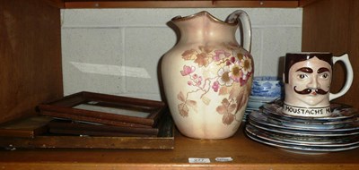 Lot 277 - Blue and white plates, decorative ceramics and woolwork pictures