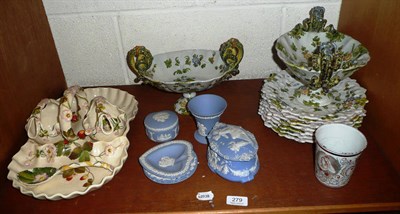 Lot 279 - A George Jones strawberry dish, a Majolica dessert service, etc