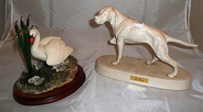 Lot 288 - Border Fine Arts swan group and a Beswick figure of a standing Pointer (2)