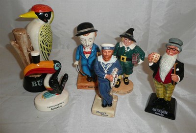 Lot 294 - Carlton ware figure 'Bulmers Cider' and five Royal Doulton advertising figures, Players Hero,...