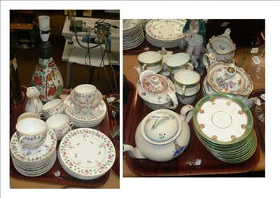 Lot 308 - Worcester part tea service, Dresden teapot, Chinese table lamp (converted), Staffordshire...