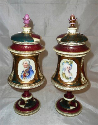 Lot 315 - A pair of Austrian vases and covers