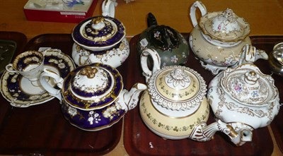 Lot 340 - Two Alcock porcelain teapots and one stand and similar cup and four 19th century teapots and covers