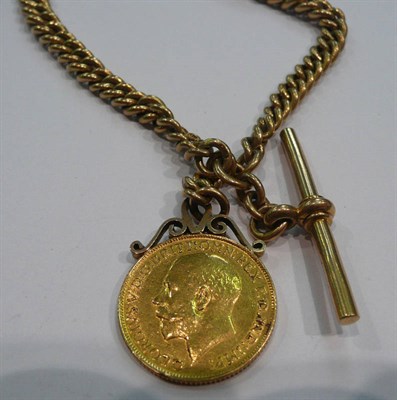 Lot 362 - 18ct gold fob chain with sovereign