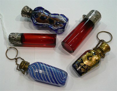 Lot 363 - Five various 19th century scent bottles