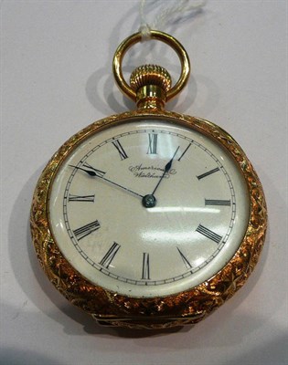 Lot 373 - 18ct gold cased Waltham pocket watch