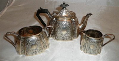 Lot 386 - A silver three piece bachelors tea service, 13oz approx